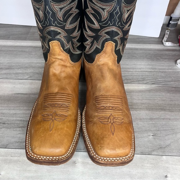 Justin Caddo Bent Rail Western Boots Mens 12 D Leather Copper Brown Black - Picture 4 of 8